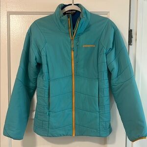 Patagonia Teal Jacket with Yellow Accents